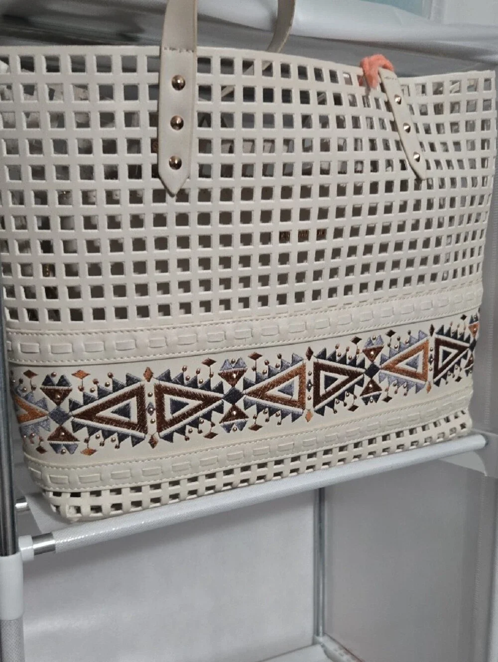 Steve Madden Cream Woven Hobo with Brown & Tan Accents